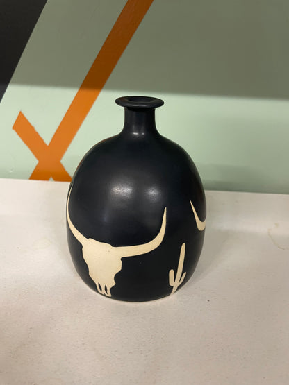 Black Matte Cactus and Cow Watering Bell