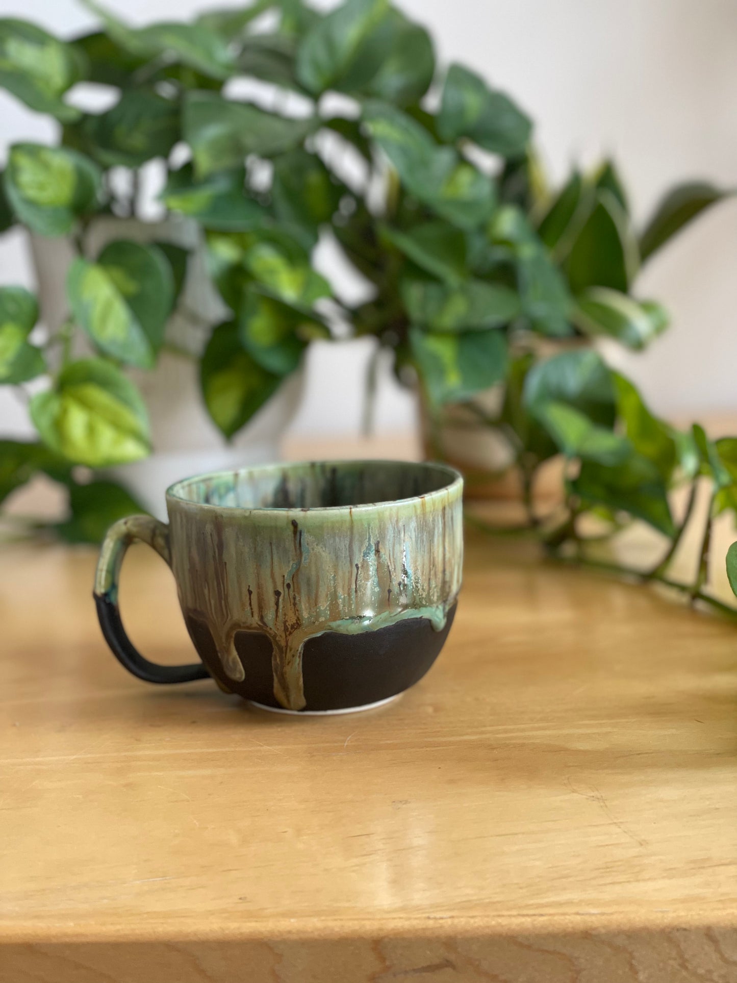 Drippy Green and Black Mug