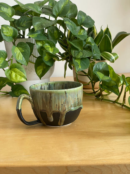 Drippy Green and Black Mug