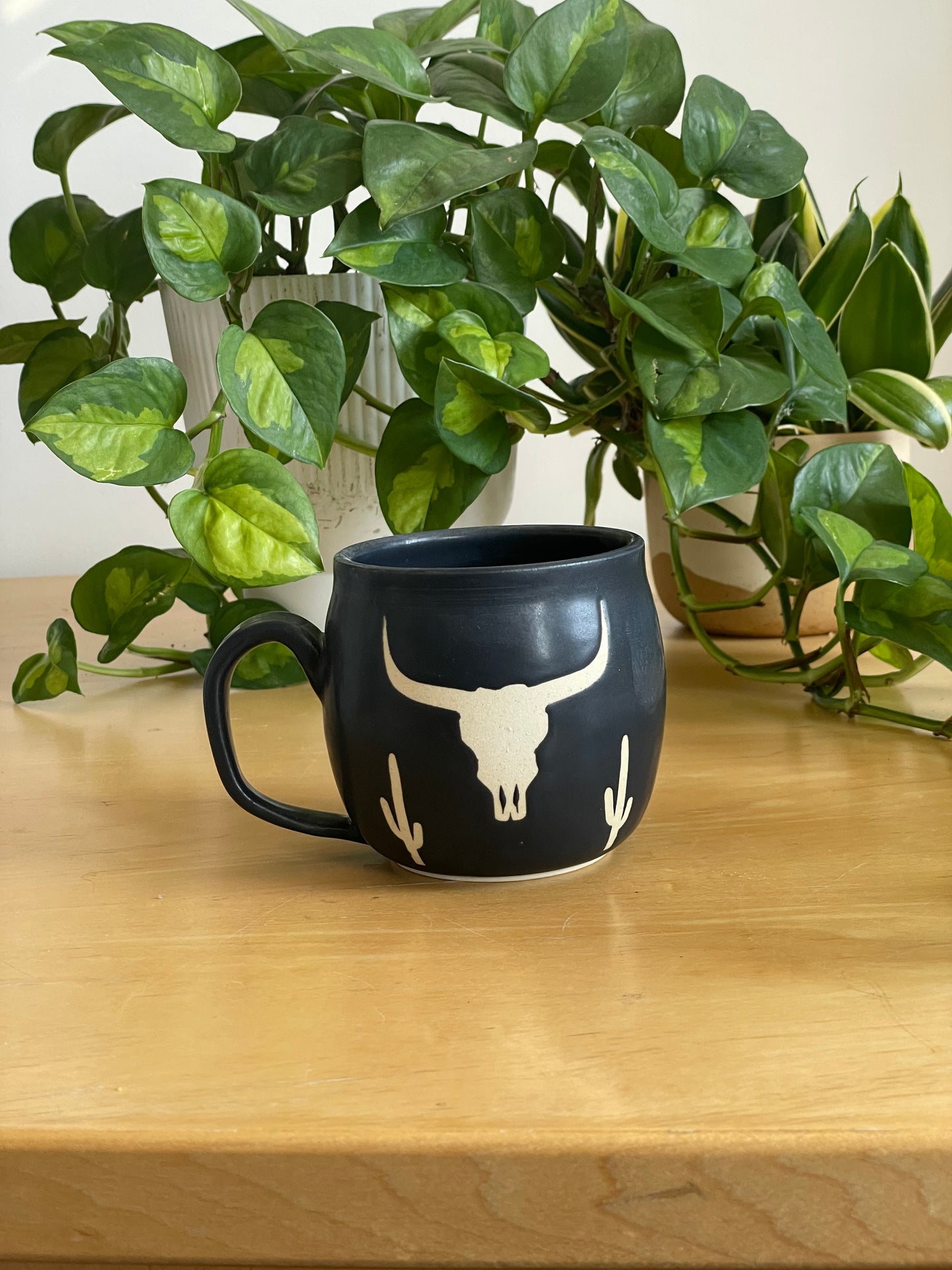 Black Mug with Cow Relief