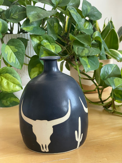 Black Matte Cactus and Cow Watering Bell