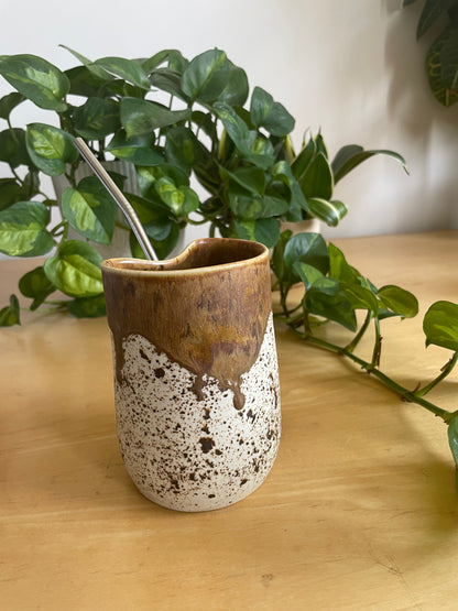 Brown and White Speckled Straw Tumbler