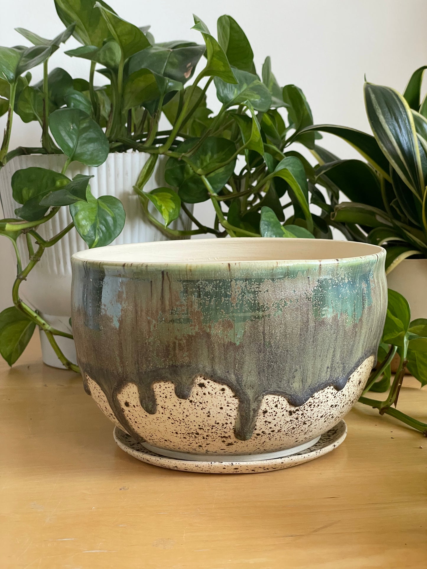 6.5" Green Drippy Planter